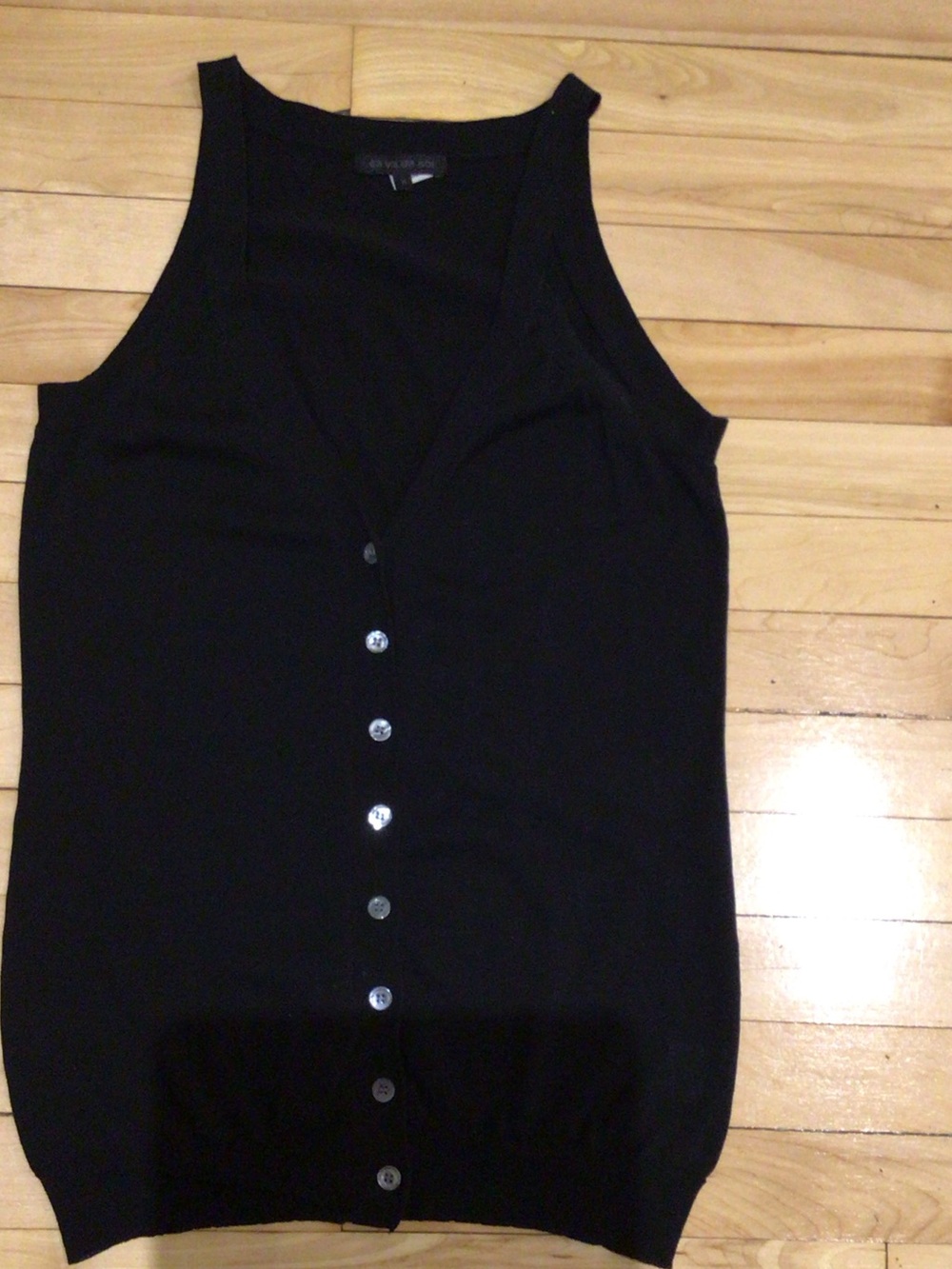 Quiet Luxury Egyptian Cotton Knit Black Sleeveless V-Neck Vest